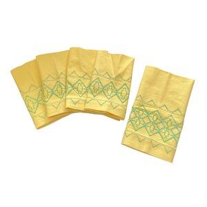 Huck Napkins (4) Hand towel (1) Set VTG Yellow Green Blue Embroidery Crafting Up